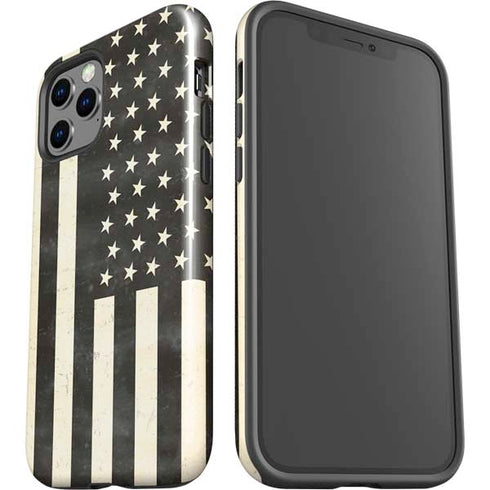 Black & White USA Flag iPhone 12 Pro Impact Case
